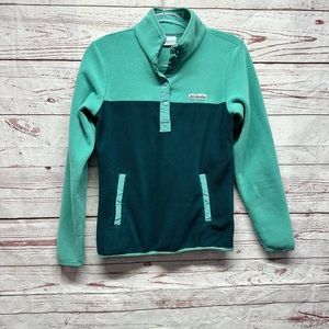 Columbia Fleece Teal Torquoise 1/2 Snap Pullover with Full Pocket Size XS